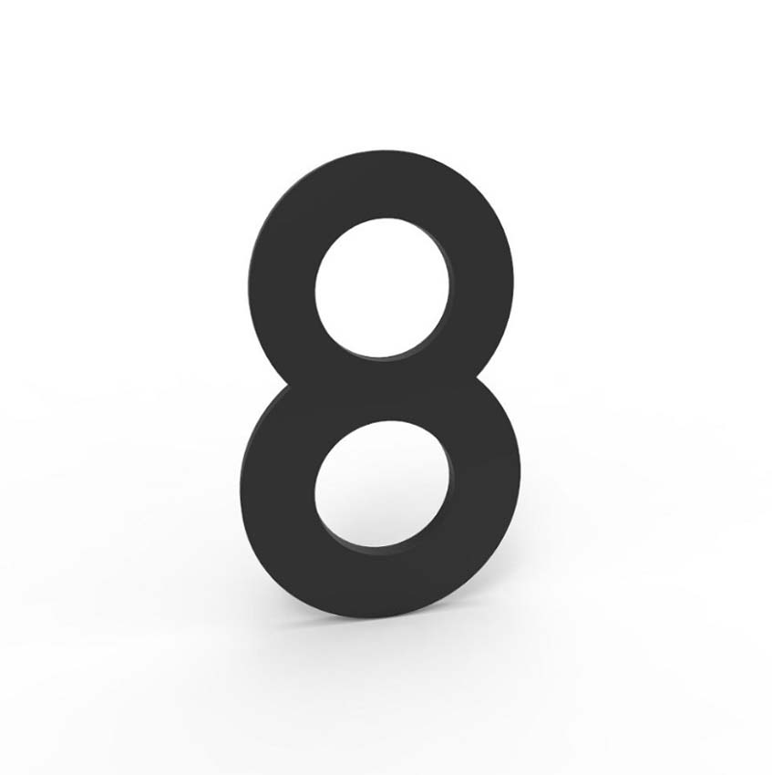 Numéro de maison 8 eSafe en aluminium noir 10cm / épaisseur 1,5mm