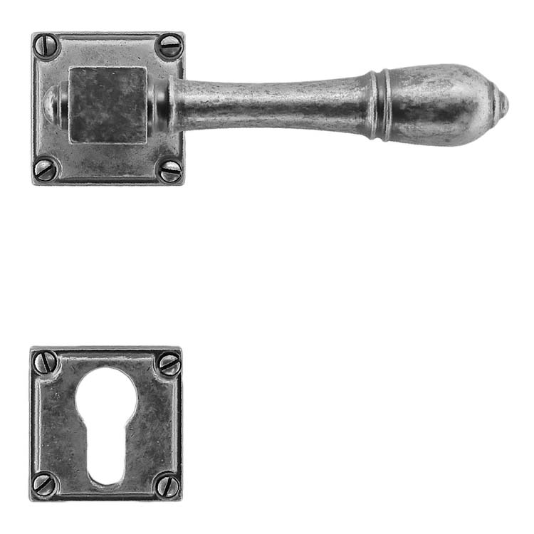 Poignée de porte prato vieil argent rosace cylindre