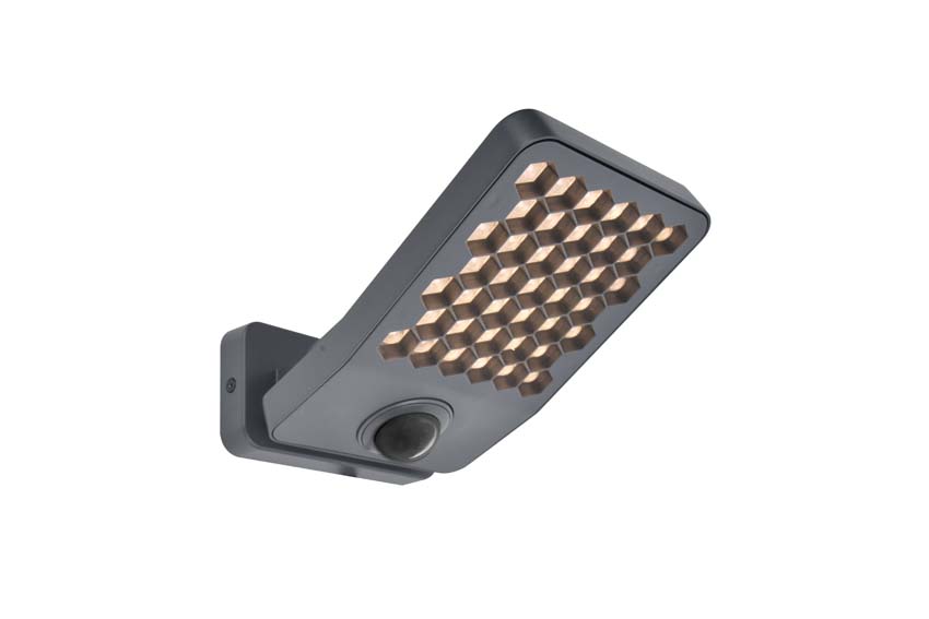 LED straler buiten Nia - grijs - 14W - 3000K - IP54 - met bewegingssensor