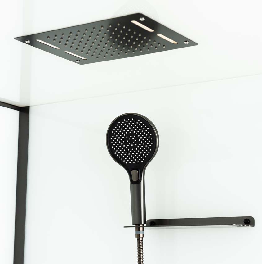 Cabine de douche Amani gauche/droite gunmetal porte coulissante 90x115x215cm
