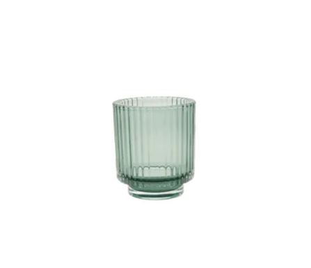 Bougeoir pour bougie chauffe-plat en verre vert ø 8.8cm h 10cm