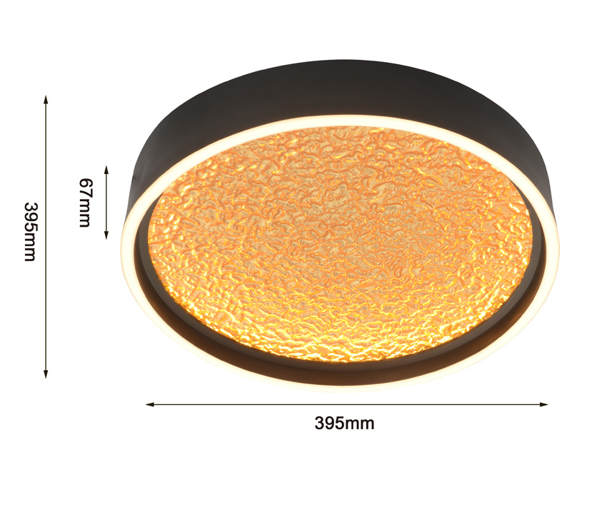 Plafonnier - noir/doré - Ø40cm - dimmable - LED - 1x40W - 3000K