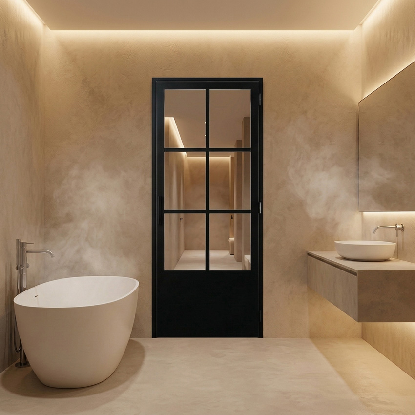 Complete deur 73cm steel look feeling 6R helder glas 201.5cm