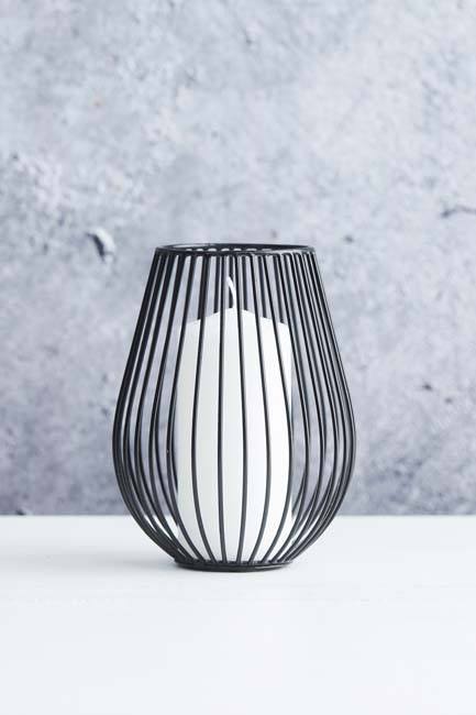 Bougeoir pour bougie chauffe-plat wire métal noir H18 cm