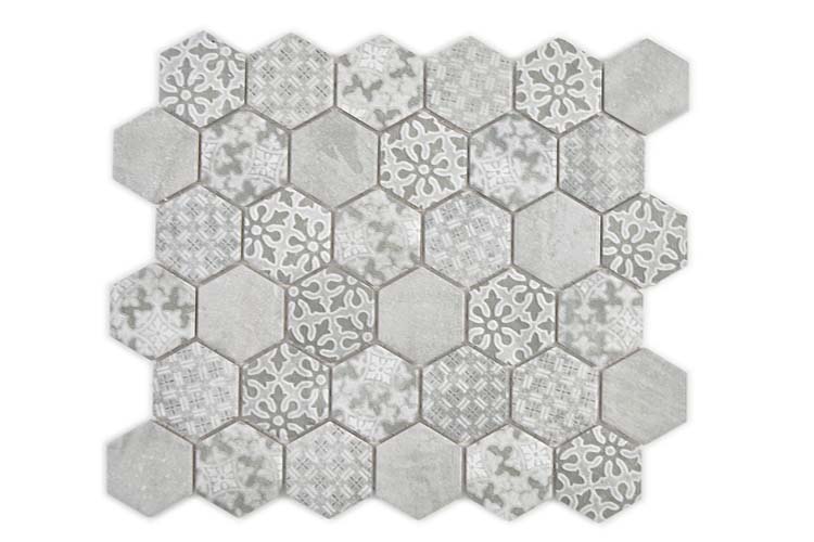 Mosaïque Hexagon gris mat 32,5x28,1cm