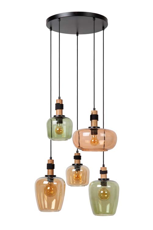 Hanglamp - zwart - dimbaar - 5xE27 - 40W