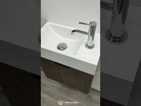 Meuble Willow noir/noyer lavabo blanc brillant