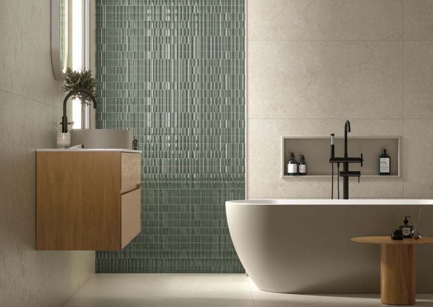 Carrelage de sol et mural Medina sage brillant 6x25cm