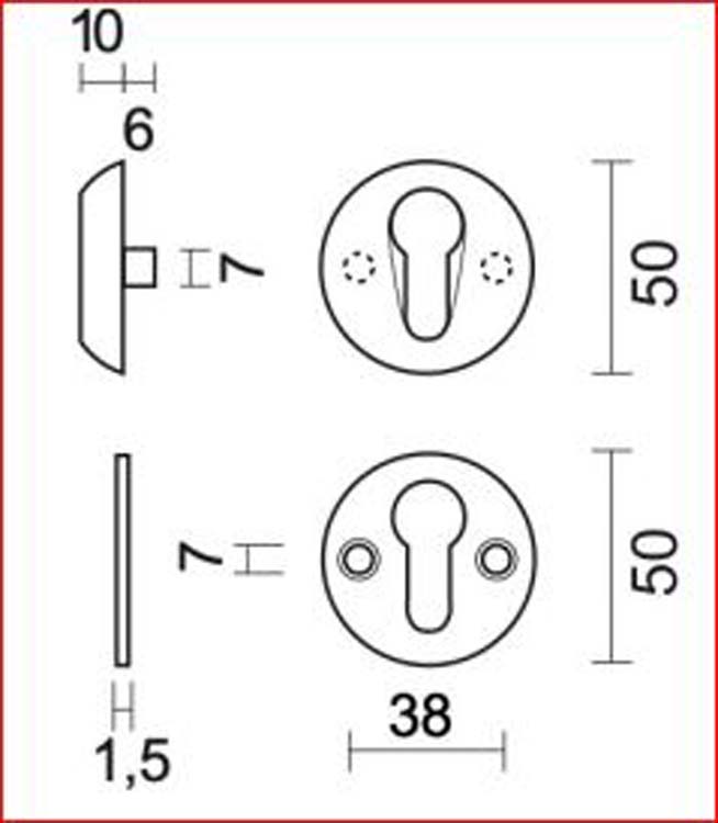 Veiligheidscylinder plaatje rond zwart structuur 10 mm