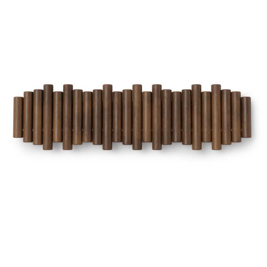 Kapstok Umbra Picket hout/kunststof walnoot 37,5x3x16cm 8 haken