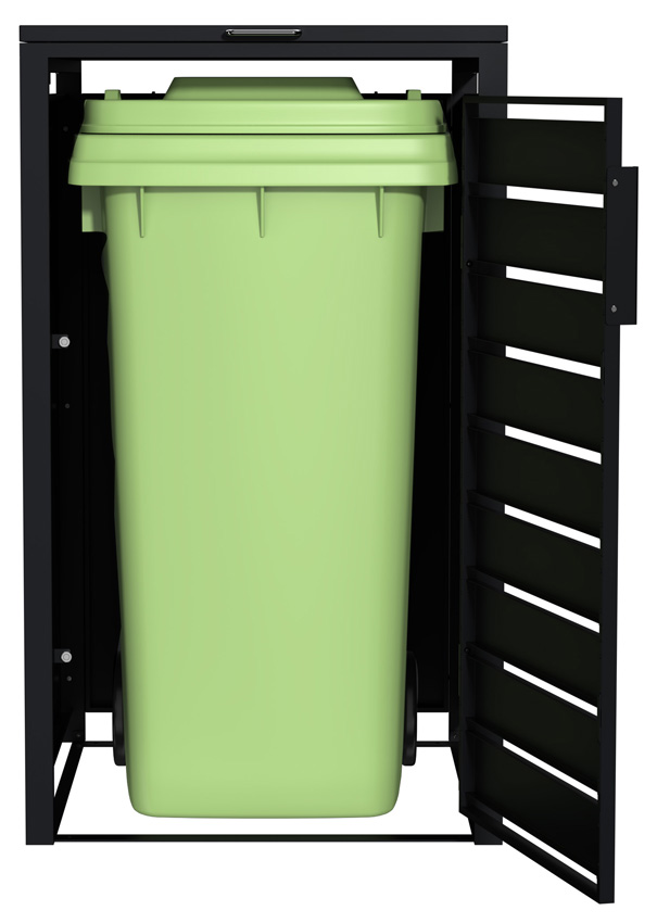 Remise pour conteneurs noir mat 116x68x80cm