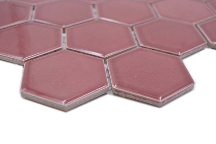 Mozaïek Hexagon bordeaux glanzend 32,5x28,1cm