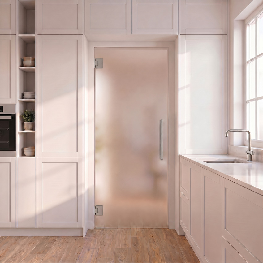 Porte intérieure vitrée complète Skyline Night mat 78x201cm poignée carrée inox + charnières