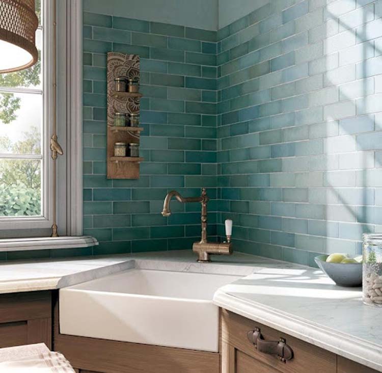 Wandtegel Trevi mat turquoise 6,5x20cm