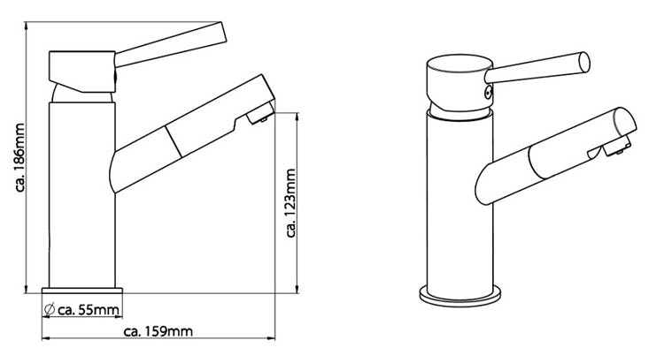 Wastafelkraan Charlotte lage druk chroom