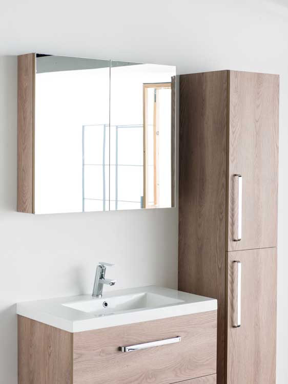 Meuble salle de bain Bison chêne 800mm,lavabo brillant