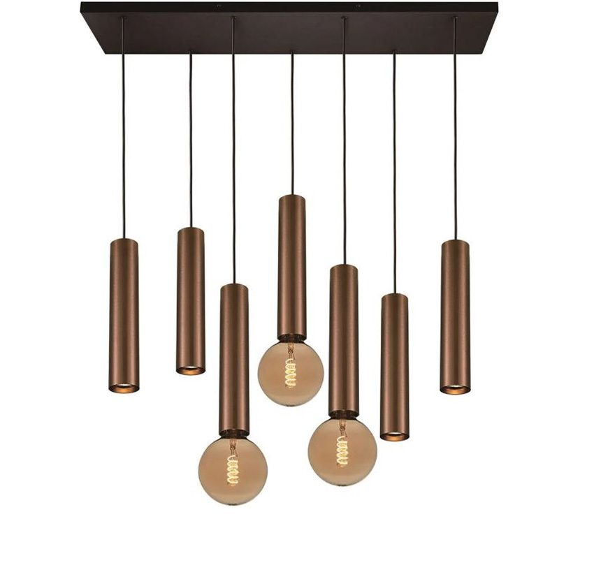 Suspension - noir/bronze brossé - 108x90cm - dimmable - E27/GU10