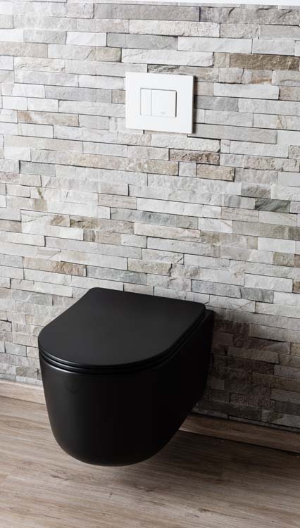 Hangtoilet Gomez rimless tornado flush mat zwart inclusief WC-bril