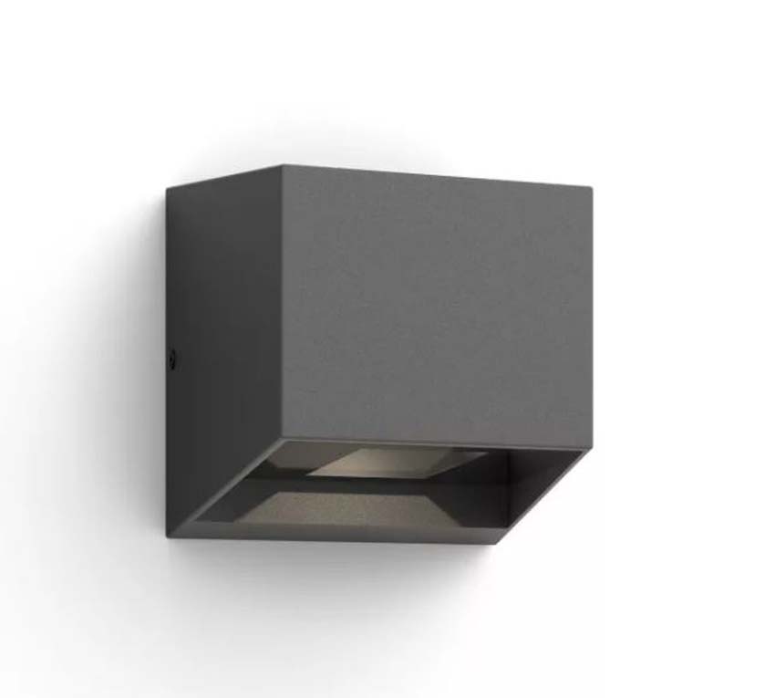 Wandlamp - Grijs - 11,6x11,6x12,3cm - LED - 1x4,3W - 2700K