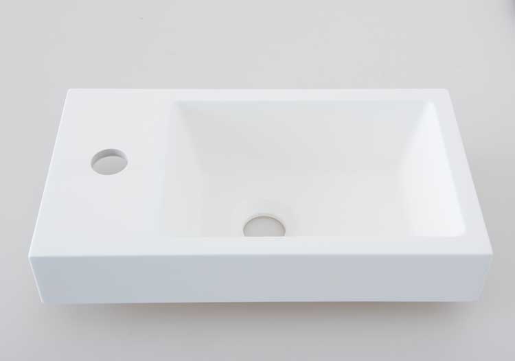 Lave-mains Azura/Brian marbre minéral blanc brillant 7x40x22cm