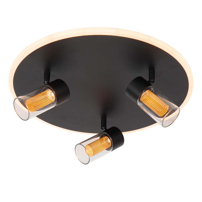 Lucide Essential Everina - Plafonnier - Ø40cm - LED dimmable - CCT - 2200K/6500K - Noir