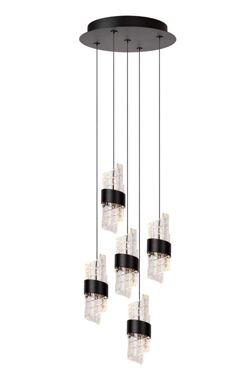 Suspension - noir - Ø30cm - LED - 5x8W - 2700K