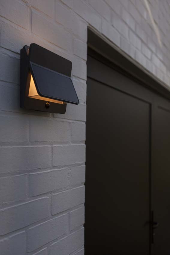 Applique murale d'extérieur Leo Solar - gris - dimmable - 8.6W - 3000K - IP54 - avec détecteur de mouvement