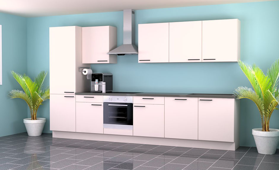 Keuken Premium 7 wit 360cm - voorgemonteerd - zonder toestellen