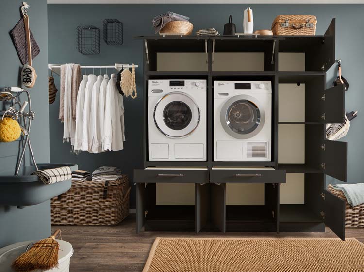 Wasmachine kasten Decowash - set 13 - antraciet - 67,5x185x200cm