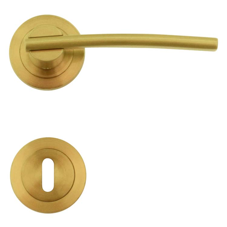 Poignée de porte terni cuivre mat rosace barbe