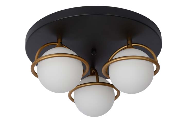 Lucide ISOBEL - Plafonnier Salle de bains - Ø 38 cm - 3xG9 - IP44 - Noir