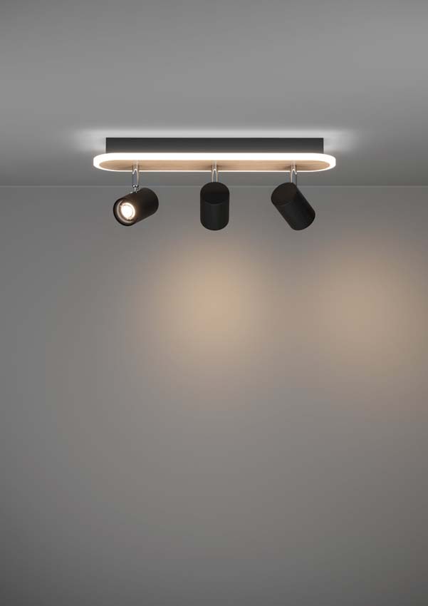 Spot en saillie - Noir/brun - 46x10x15 cm - Dimmable - LED - 3x20W - 3000K