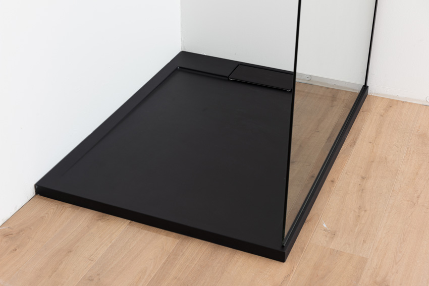 Douchebak Akon polybeton mat zwart 120x90cm