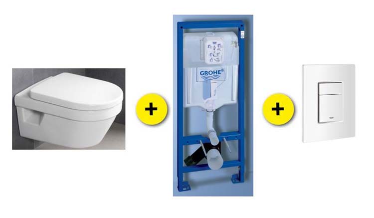 Set de toilette Omnia Archi blanc avec siège de WC softclose + reservoir encastré Rapid SL + plaque de commande blanc