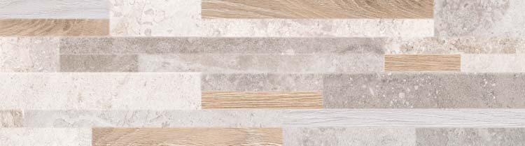 Wandtegel Liverpool steenstrip mat grijs/beige 17x62cm