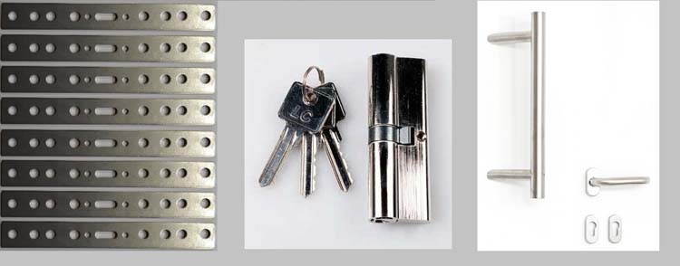 Accessoire complet porte extérieure pvc inox poignée