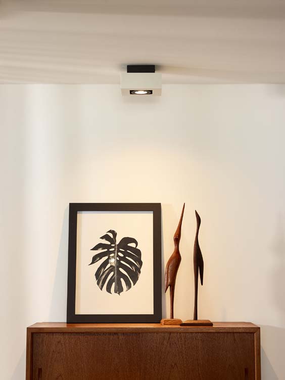 Plafonnier - carré - blanc/noir - dimmable - LED - GU10 - 5W - 2200/3000K