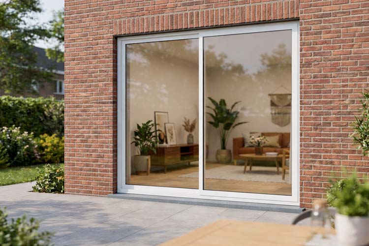 Schuifraam Belio Alu RAL9016 wit - 2 vleugels / 2 rails maatwerk