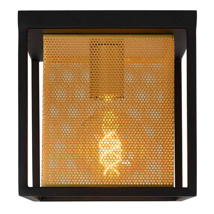 Plafondlamp - zwart/goud - dimbaar - vierkant - E27 - 40W