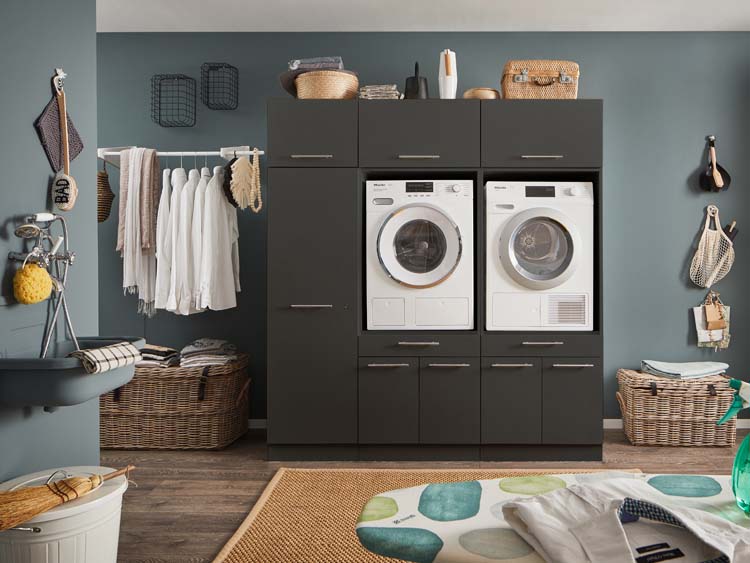 Wasmachine kasten Decowash - set 15 - antraciet - 67,5x185x200cm