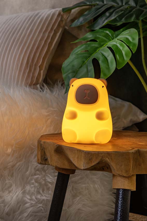 Lucide Essential Pincha Bear - Lampe de table rechargeable pour enfants - Batterie - LED 3 niveaux dimmable - 1x0,5W 2100K - RGB - Brun