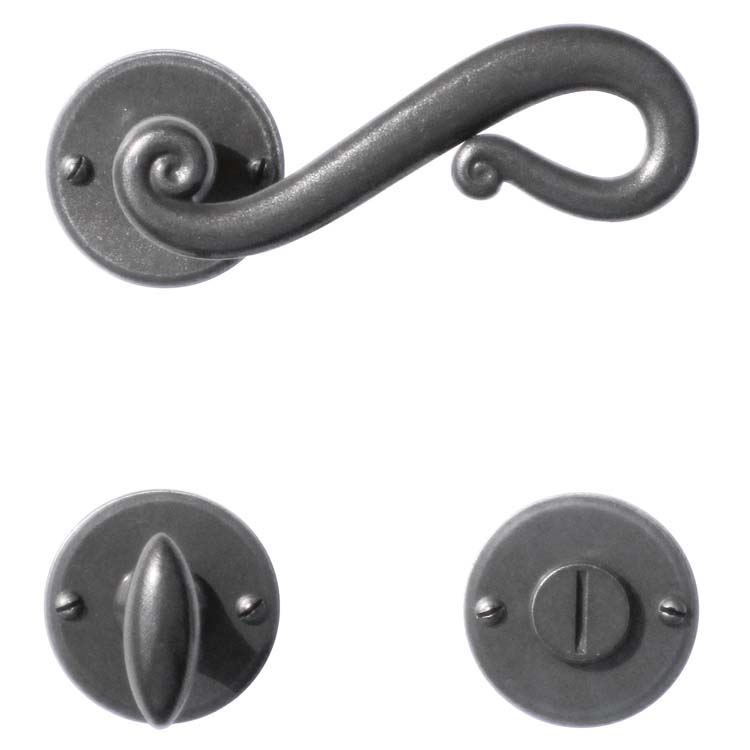 Poignée de porte pro roma fer rond avec serrure toilette