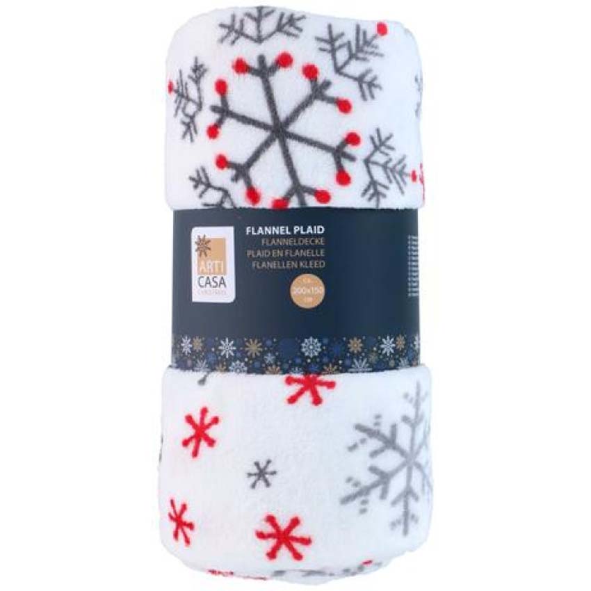 Plaid Articasa x-mas flanelle beige/blanc/rouge 200x150cm Plaid Articasa x-mas flanelle beige/blanc/rouge 200x150cm