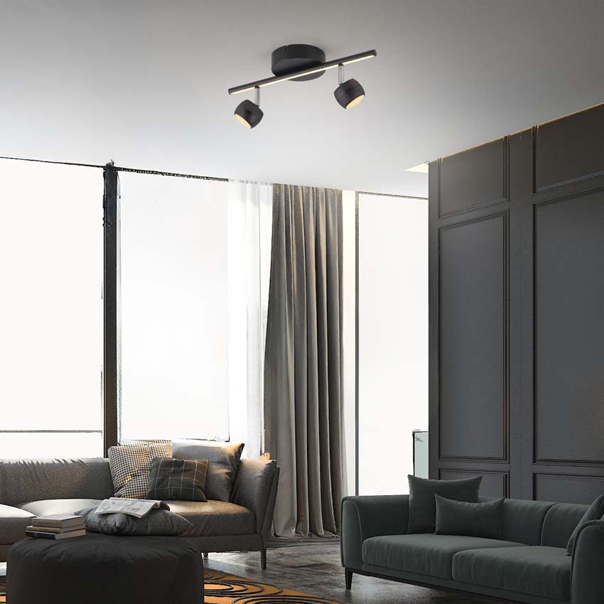 Spot plafond - noir - 13x40,3cm - dimmable - 2x5,3W - 3000K