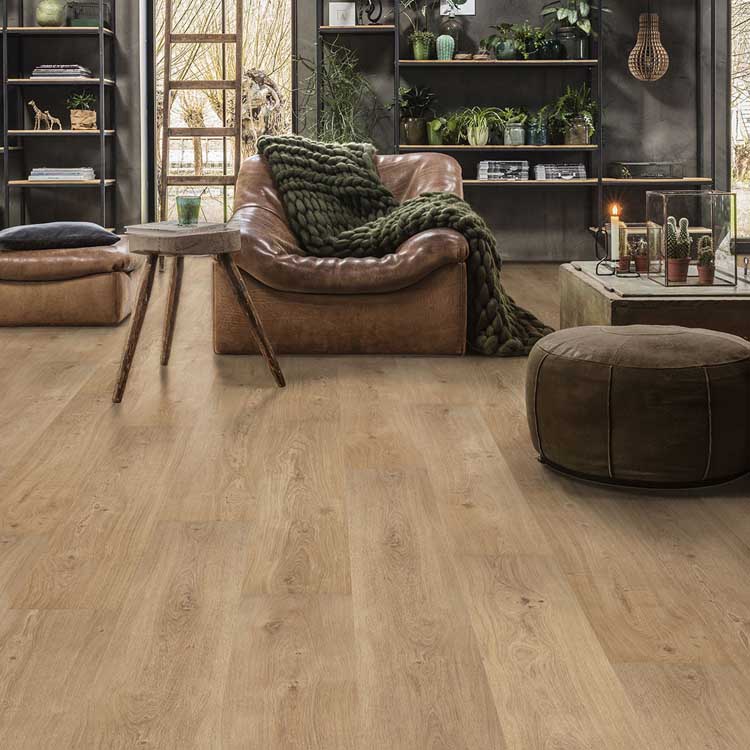 Vinyl vloer Floorify Cognac plank 4,5mm lichtbruin 152,4x22,5cm