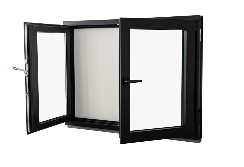 2-VAN oscillo-battant pvc Deceuninck Elegant noir/noir B1400xH1000 mm