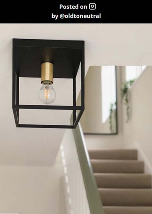 Plafondlamp - zwart/goud - vierkant - E27 - 40W