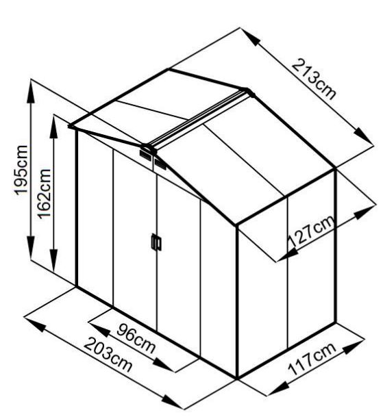 Maison de jardin acier Semois S 213 x 127x 195 cm