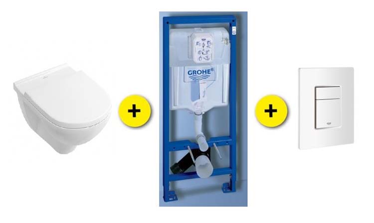 Set de toilette O.Novo blanc avec siège de WC softclose + reservoir encastré Rapid SL + plaque de commande blanc