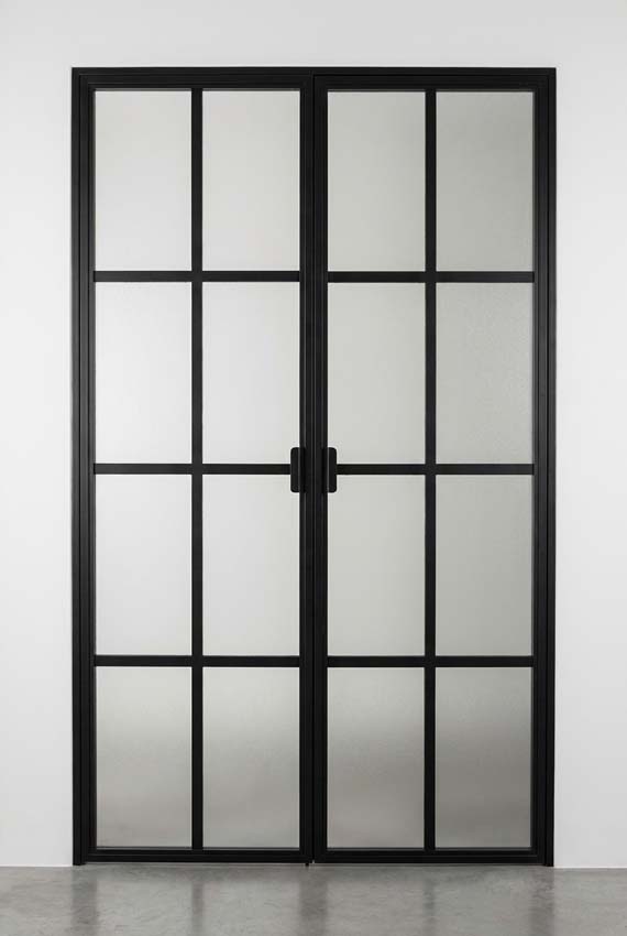 Dubbele glazen binnendeur mat glas Luxe Urla Nero zwart rechts op maat